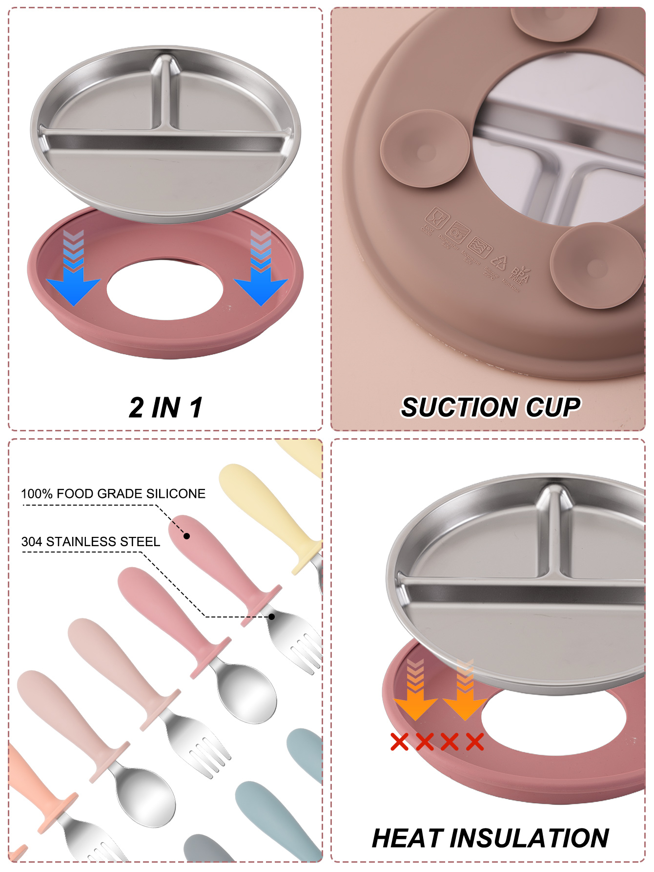 3PCS Stainless Steel Dishes Pl - огляд і ціна Baby Food Menu